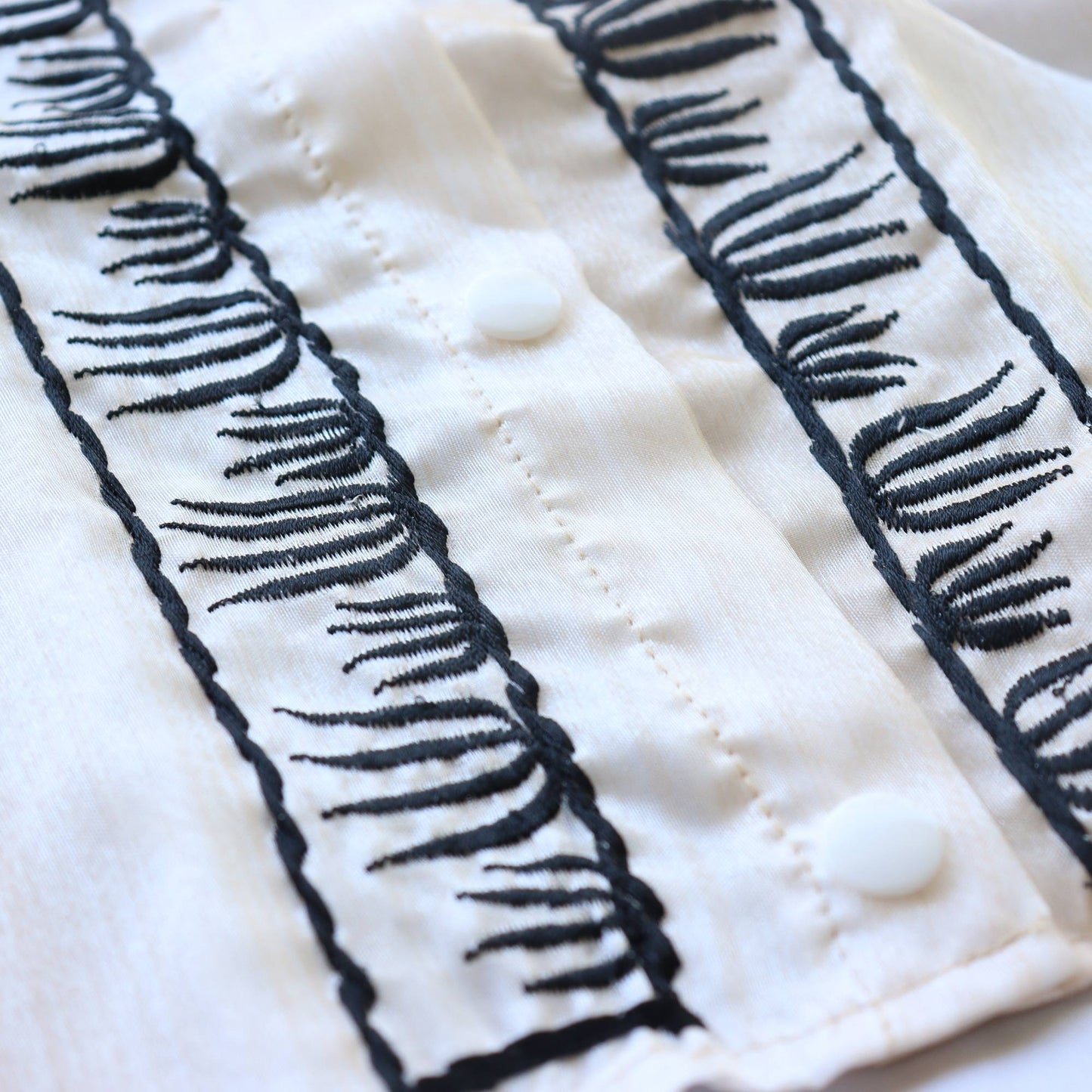 Cream Black Mens Barong