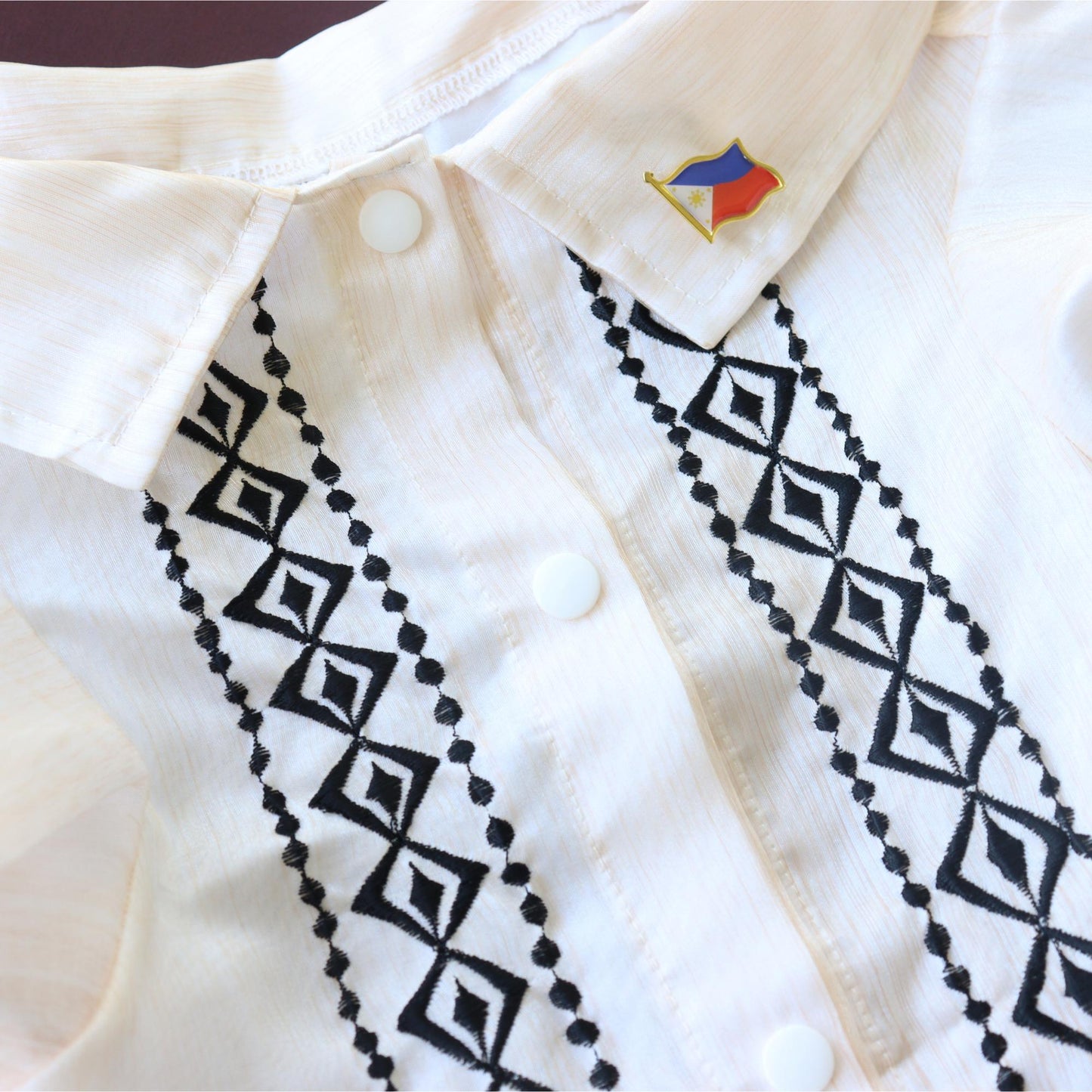Cream Black Mens Barong