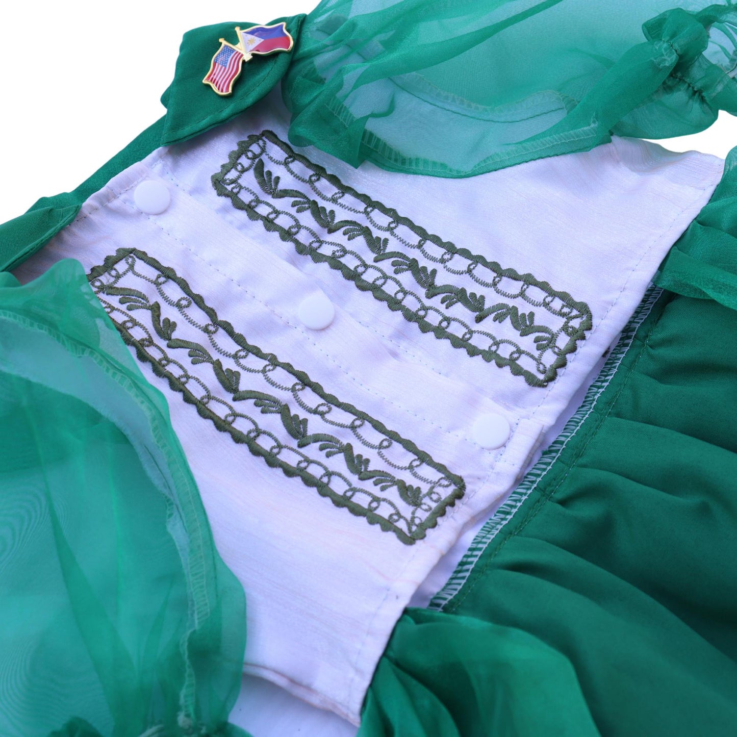 Green Combination Dress Barong