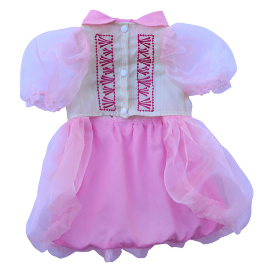 Pink Combination Dress Barong